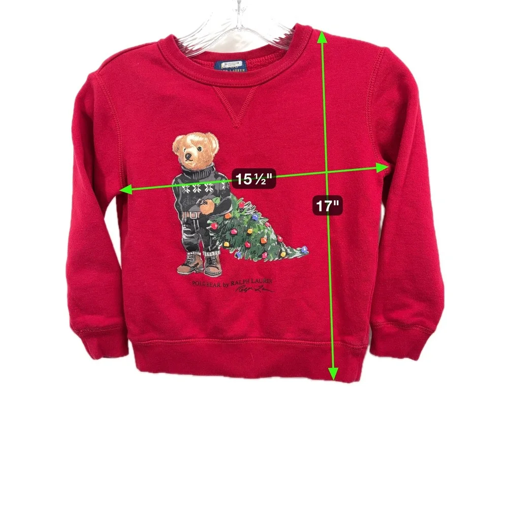 Ralph Lauren Polo Bear Kids Sweatshirt Size 6 Red Christmas Holiday Graphic